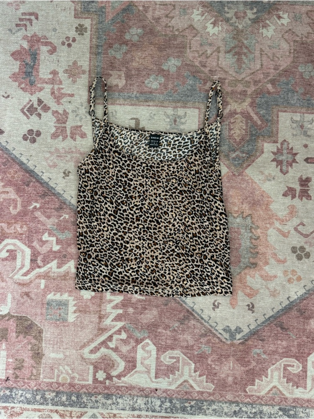 SHEIN Leopard Print Spaghetti Strap Cami - Beige Brown Black
